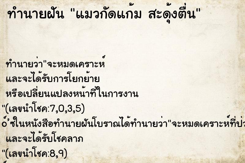 ทำนายฝันแมวกัดแก้มสะดุ้งตื่น ทำนายฝันทำนายฝันแมวกัดแก้มสะดุ้งตื่น